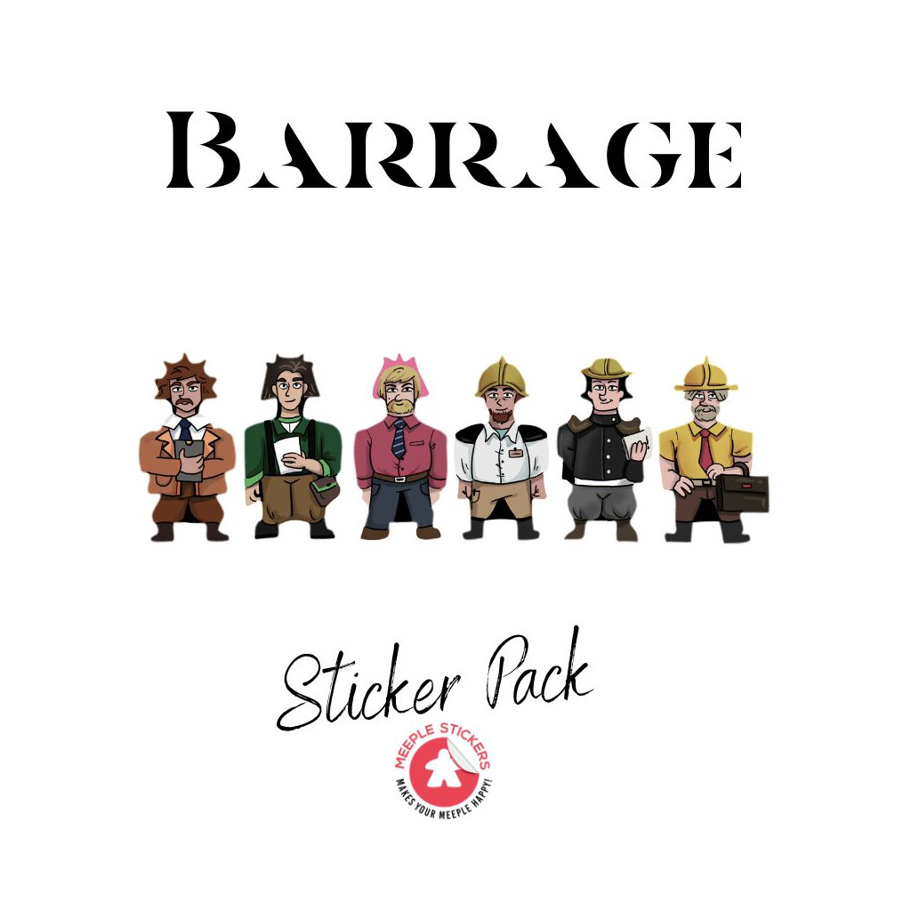 Meeple Stickers: zestaw naklejek do Barrage z dodatkami